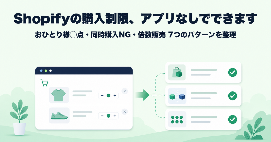 Shopifyの購入制限、アプリなしでできます — おひとり様◯点・同時購入NG・倍数販売 7つのパターンを整理