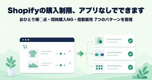 Shopifyの購入制限、アプリなしでできます — おひとり様◯点・同時購入NG・倍数販売 7つのパターンを整理