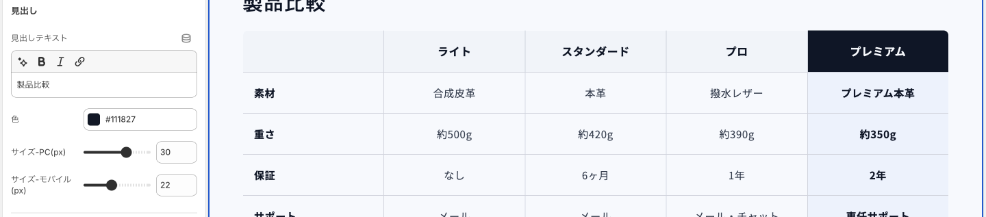 Copilify 比較表 ヘルプ heading
