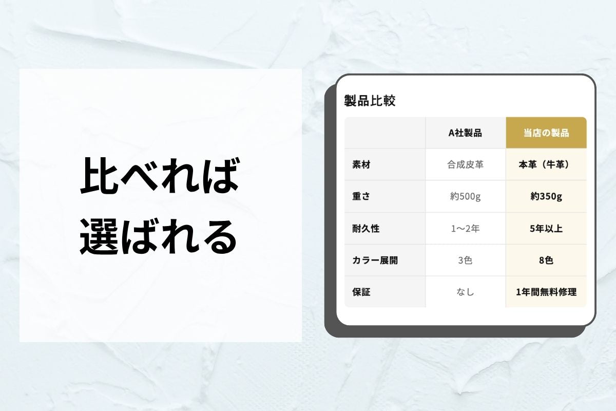 比較表セクション — 「選ばれる理由」を一目で伝える