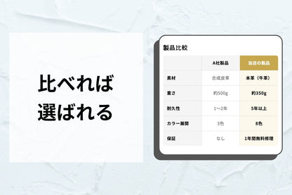 比較表セクション — 「選ばれる理由」を一目で伝える