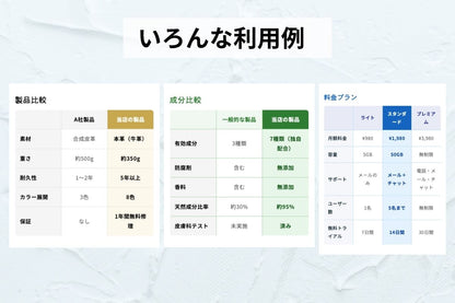 比較表セクション — 「選ばれる理由」を一目で伝える